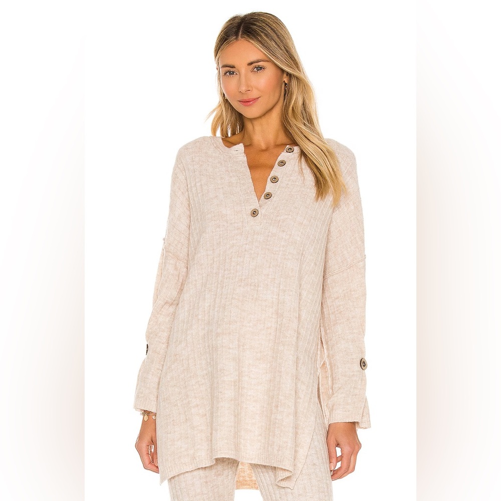 Free People Beige oversized knit sweater